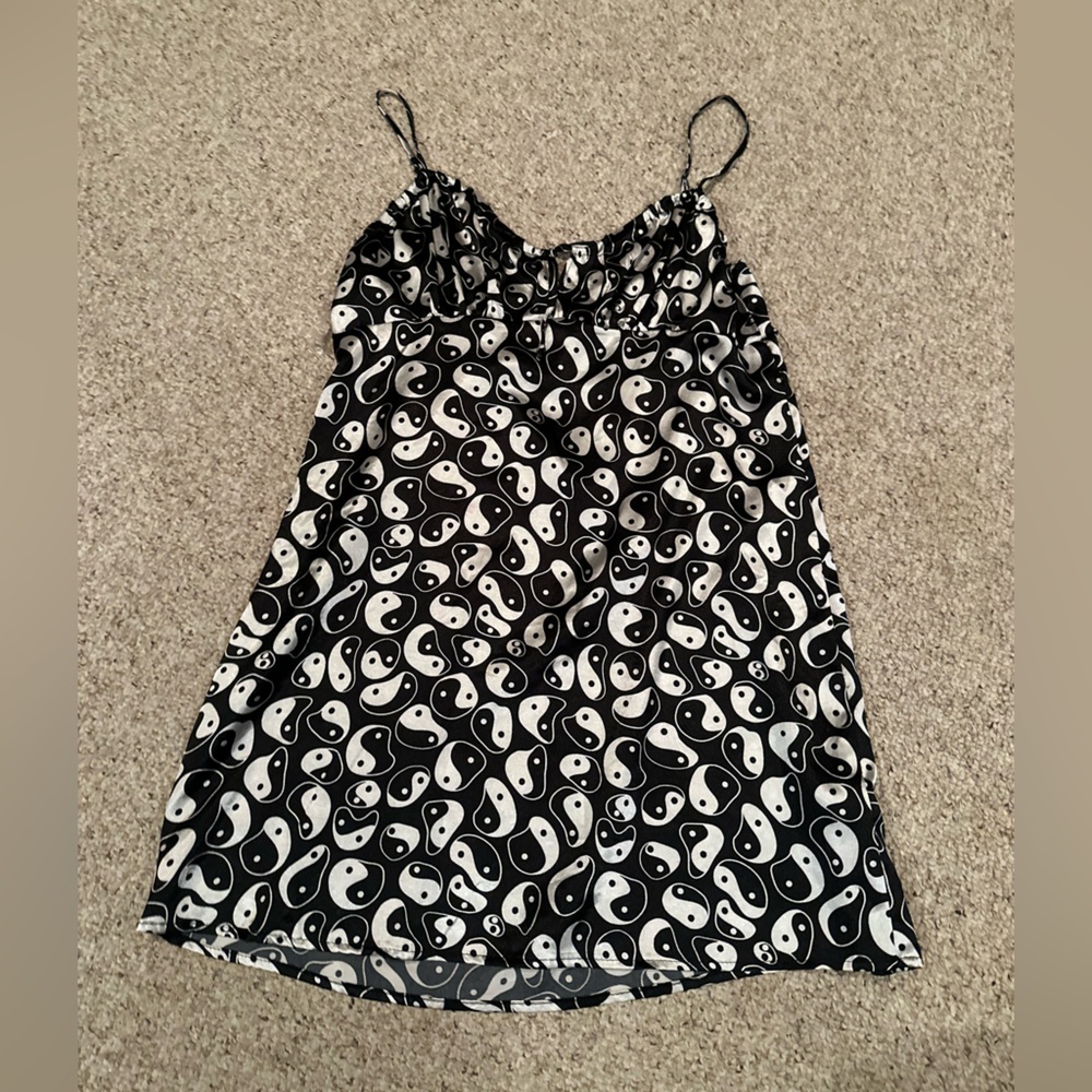 Ying/yang spaghetti strap dress